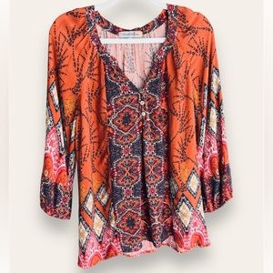 Anthropolgie Figueroa & flower peasant top, size petite XL
